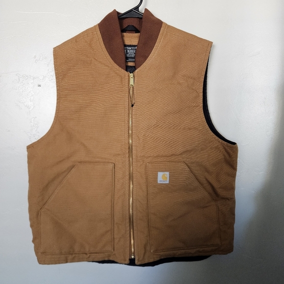 Carhartt NWOT Men's XL Tan Work Vest Canvas Relaxed Fit Full Zip Work Utility